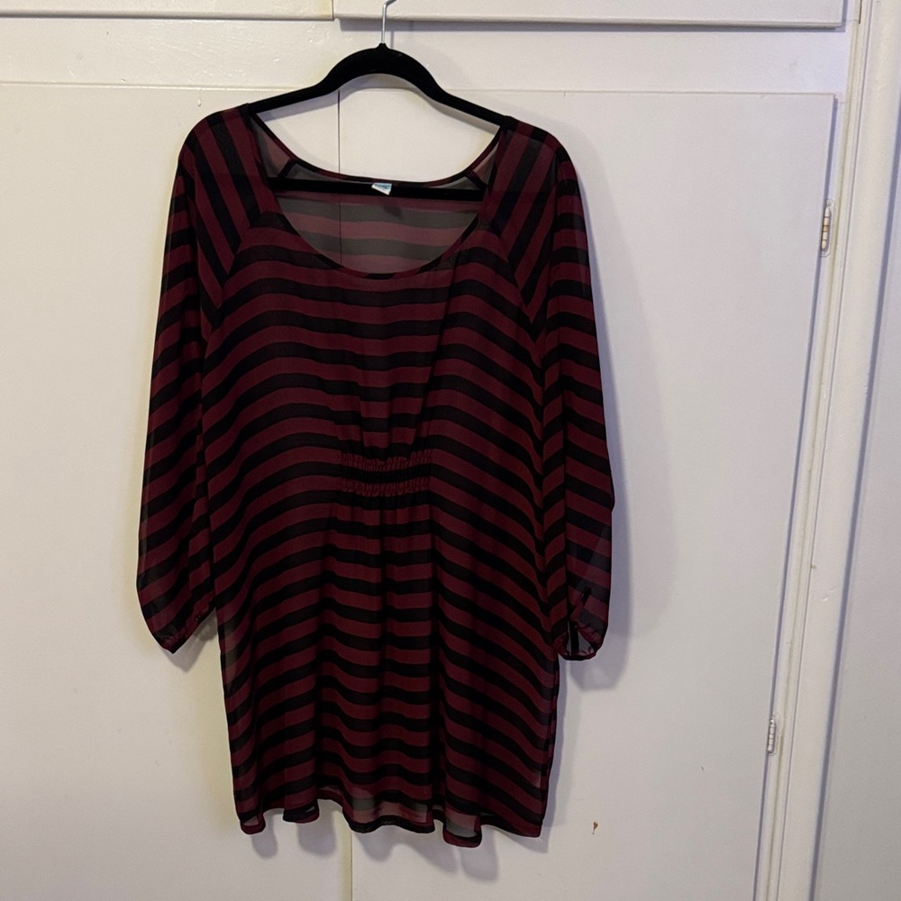 Old Navy Black and Red Striped Tunic